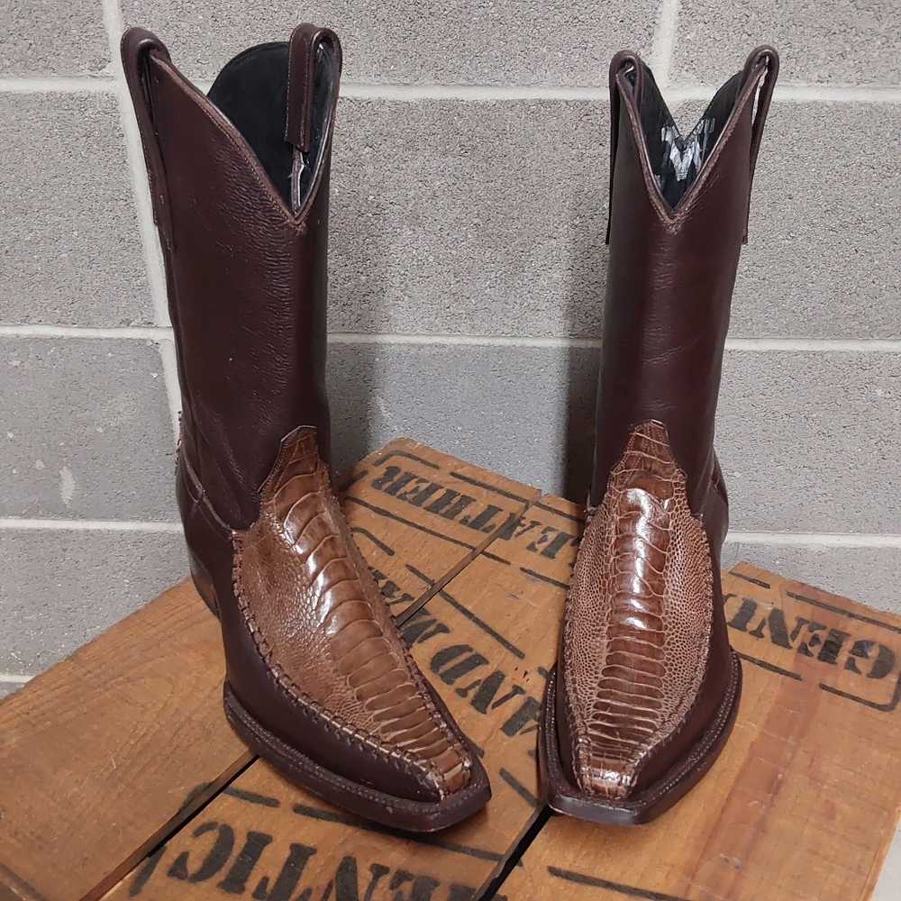 J.W. Boot Company Holland Toe Genuine Ostrich Leg Leather Men's Western Boots